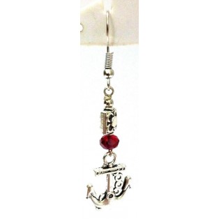 Silver Oxidized Earring Hook Dangle Drop Long Fashion Novelty Gift ANCHOR 1